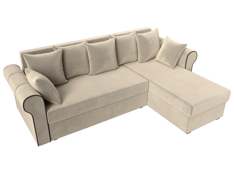 Диваны угловые в гостиную, Угловой диван-кровать Рейн, еврокнижка, микровельвет, правый