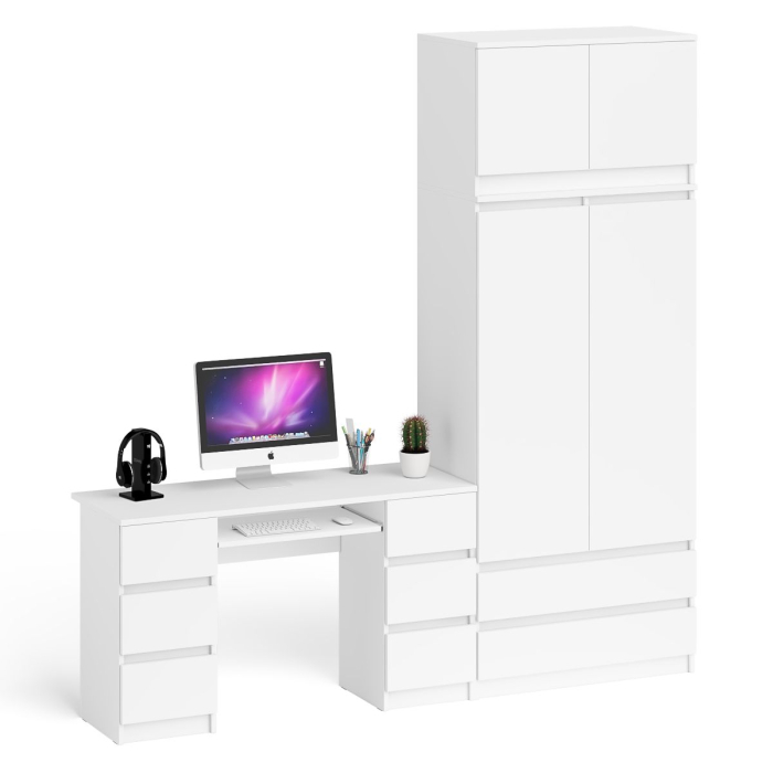 Компьютерные столы, Стол 2-х тумбовый компьютерный со шкафом и антресолью на 900 Мори