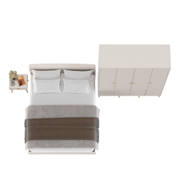 Прикроватная тумбочка Афина с кроватью двуспальной 1600 и шкаф-комод 4-х дверный