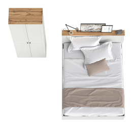 Кровать с ортопедическим основанием для матраса 1600х2000 и шкаф с полками Остин