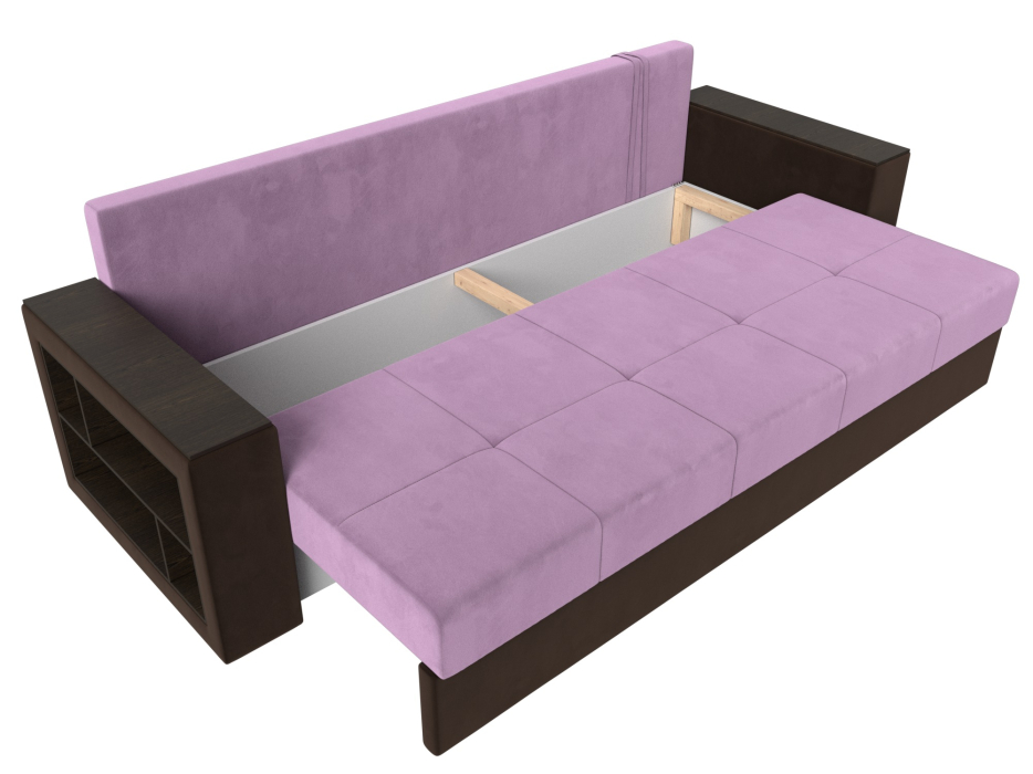 Диваны кровати со спальным местом, Диван прямой Дубай Лайт полки слева, микровельвет