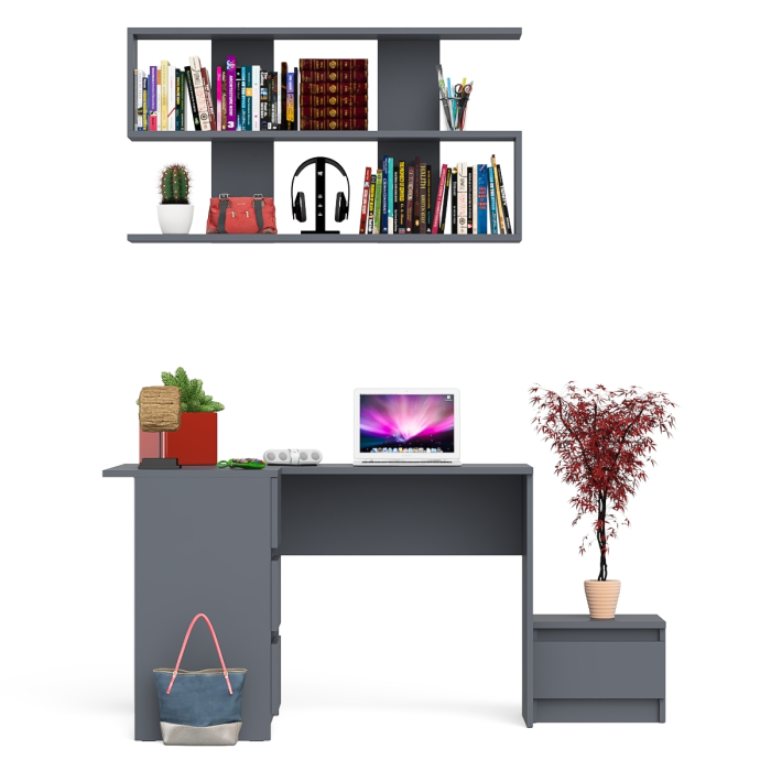 Угловые, Угловой стол компьютерный Мори МС-16 левый с тумбочкой с ящиком 400 и полкой на 1200