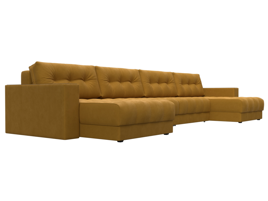 Дизайнерские диваны для гостиной, Диван П-образный с декором Лига-049 НПБ Лонг, велюр BRUT