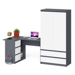 Угловой однотумбовый стол компьютерный левый Мори и шкаф-комод Мори 900