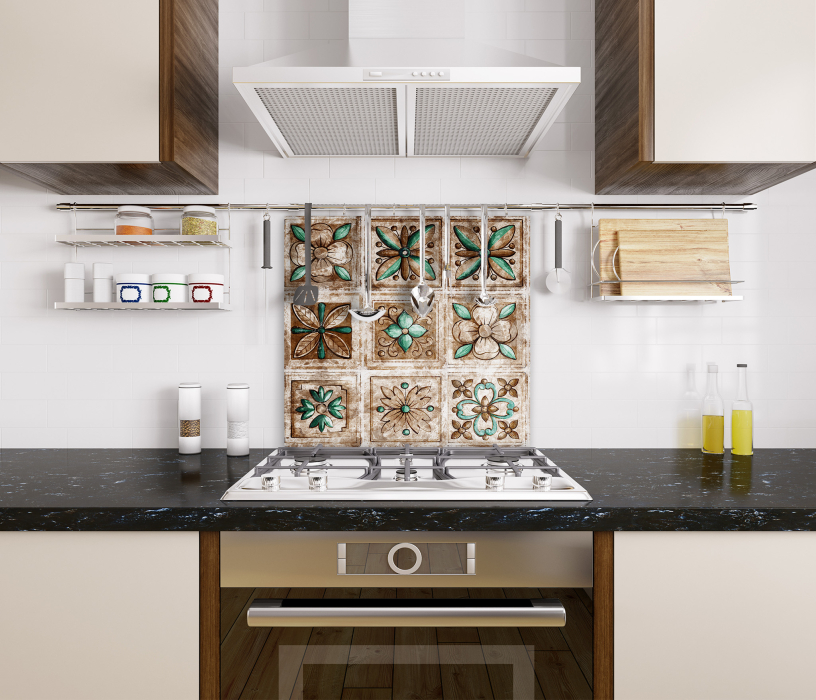 Стеновые панели, Интерьерная панель из стекла 500*600*6 мм MGF56_старинная_плитка