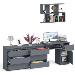 Комод шесть ящиков Мори МК1380.6 со столом с ящиком и дверкой справа и полка