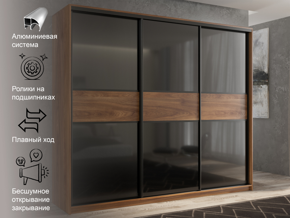 Шкафы-купе 3-х дверные, Шкаф-купе 3х дверный Кааппи 12 180х60