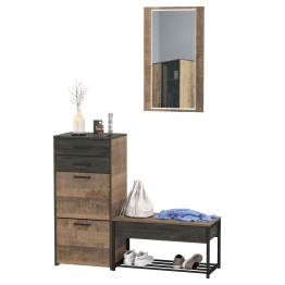 Тумба для обуви с ящиками и обувница с сиденьем с зеркалом Трувор