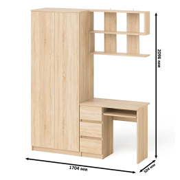 Уголок школьника Мори с компьютерным столом ящики слева с полкой и шкафом
