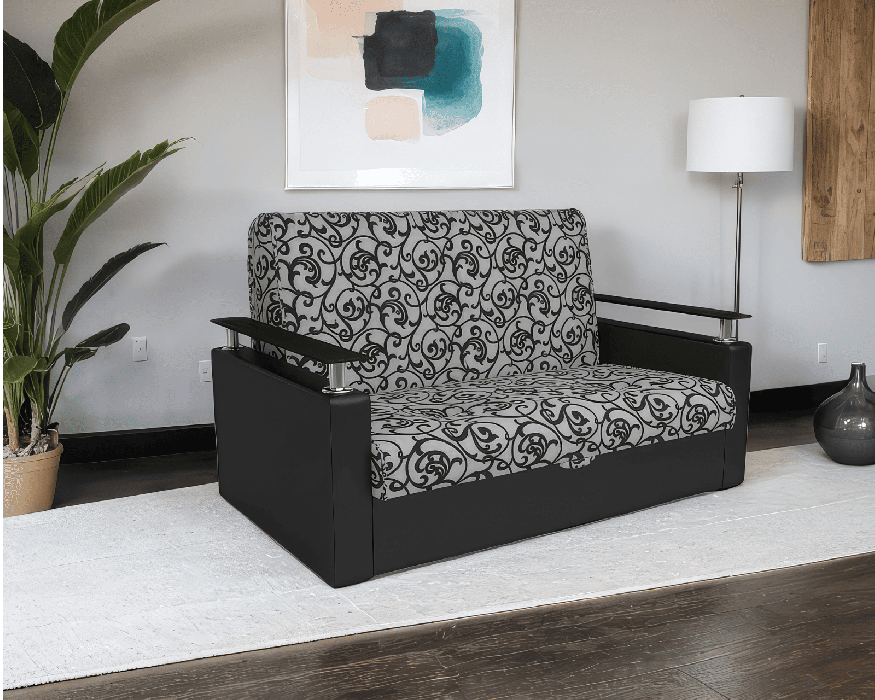 Диваны кровати со спальным местом, Диван прямой аккордеон Шарк 120 см (Рогожка + экокожа)