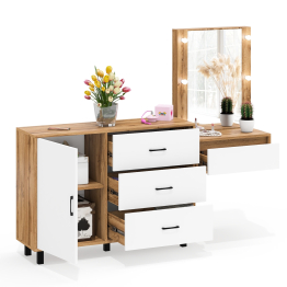 Комод с дверками и ящиками 122-1204 и косметический столик навесной с подсветкой