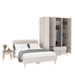 Прикроватная тумбочка Афина с кроватью двуспальной 1400 и шкаф-комод 4-х дверный