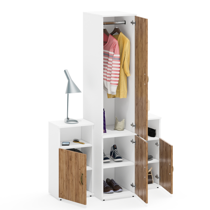 Домашние кабинеты, Узкий глубокий шкаф 23Б Лидер-8 и две тумбы с нишей и дверкой