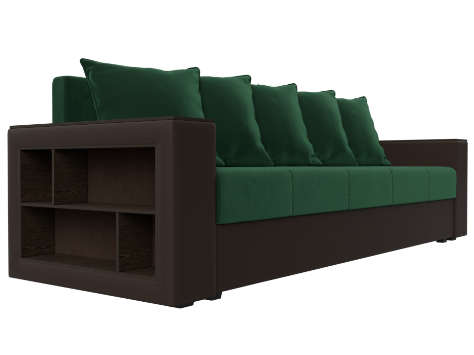 Диваны прямые, Диван прямой Дубай Лайт полки слева, велюр/экокожа