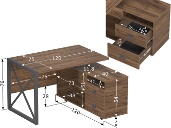 Стол рабочий универсальный Калифорния Хардвиг 1200 ЛДСП