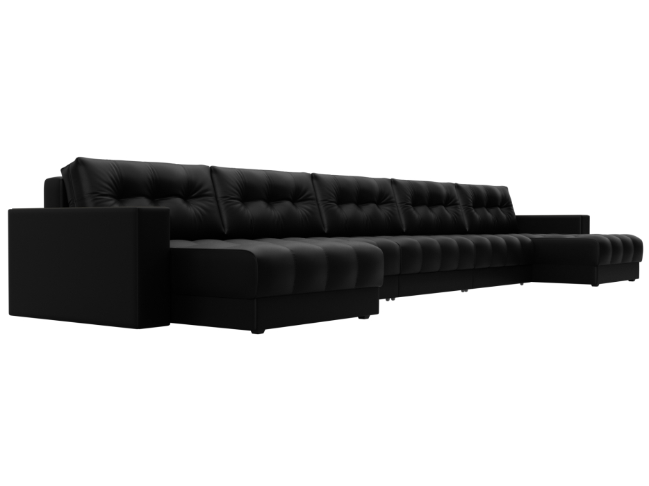 Диваны еврокнижки, Диван П-образный с декором Лига-049 НПБ Мегалонг, экокожа GRIFON