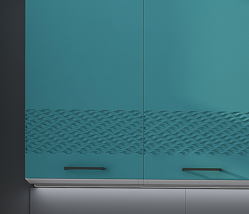 Кухня 2 метра, Кухня Лагуна 2,0 м Морская волна/Дуб седой МДФ