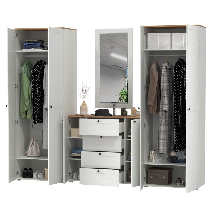 Прихожие, Два платяных шкафа Остин и комод с зеркалом