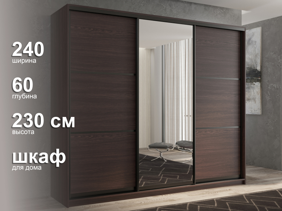 Шкафы-купе 3-х дверные, Шкаф-купе 3х дверный Кааппи 2 240х60