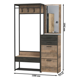 Прихожая открытая с высокой обувницей с зеркалом Трувор