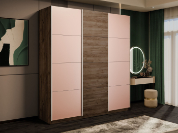 Шкаф-купе Прайм Широкий 3-х дверный Стекла пудра/ДСП/Доводчики 240х57х230