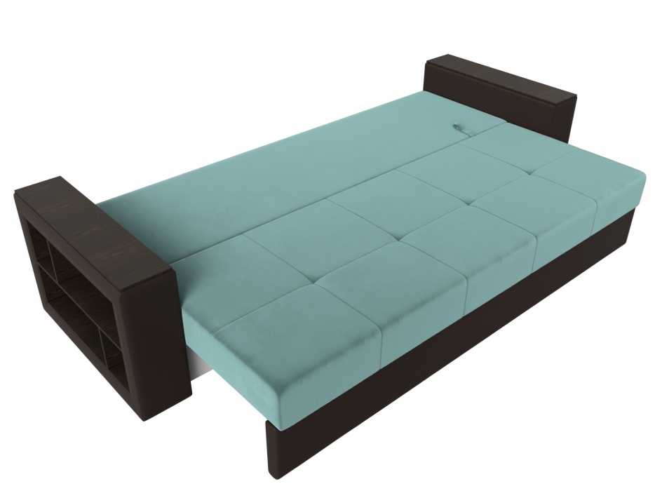 Диваны прямые, Диван прямой Дубай Лайт полки слева, велюр/экокожа