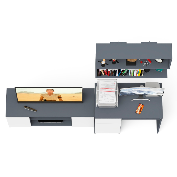 Прямые компьютерные столы, Стол однотумбовый компьютерный Мори МС-1 левый с полкой на 900 и тумбой на 1200