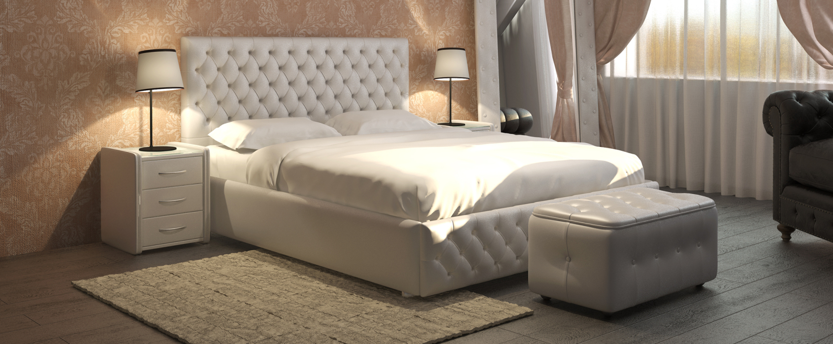 Двуспальные, Кровать с мягким изголовьем Купол Тысячелетия 160*200 база,экокожа