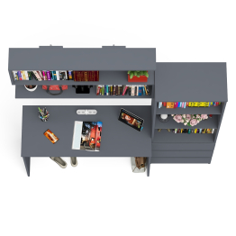 Стеллаж-комод Мори с письменным столом на 1200 и навесной полкой на 1200