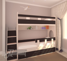 Для подростка, Трехъярусная кровать Юниор,  Дуб Молочный