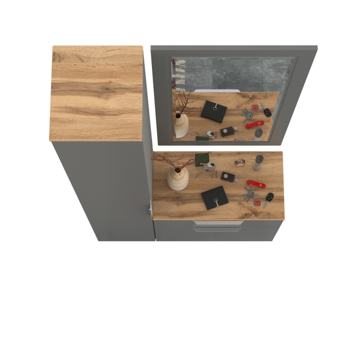 Прихожие, Шкаф-пенал в прихожую с обувницей и зеркалом Октава.