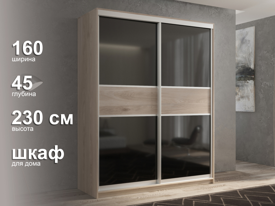 Шкафы-купе 2-х дверные, Шкаф-купе 2х дверный Кааппи 12 160х45