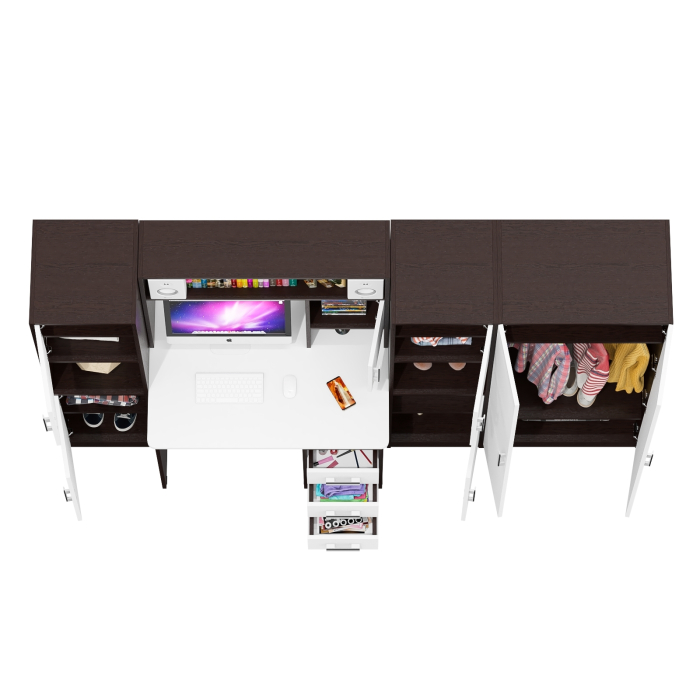 Домашние кабинеты, Уголок для школьника из стола с пеналами и платяного шкафа СК-9