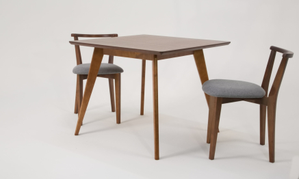 Стол Сканди М 100 орех со стульями Франк орех рогожка серый
