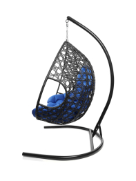 Подвесное кресло ДЛЯ ДВОИХ ЛЮКС с ротангом чёрное