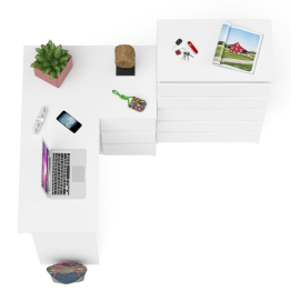 Высокий комод 700 пять ящиков и угловой компьютерный стол МС-16 правый серии Мори