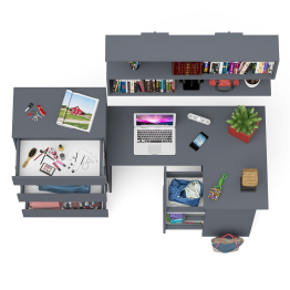 Комод Мори МК700.5 со столом компьютерным угловым МС-16 правым и открытой полкой 1200