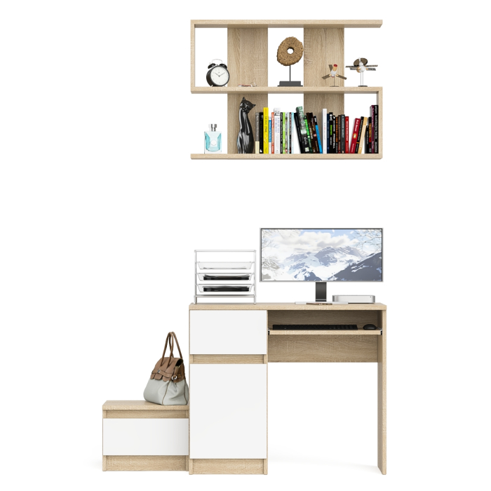 Прямые компьютерные столы, Стол компьютерный Мори МС-1 левый с тумбой и полкой 900