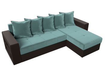 Диван угловой Дубай Лайт, велюр/экокожа, правый угол