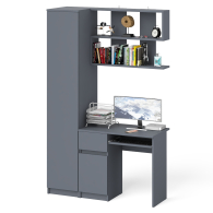 Прямые компьютерные столы, Пенал с дверкой Мори МШ400-1 с компьютерным столом МС-1 левый и открытой полкой на 900