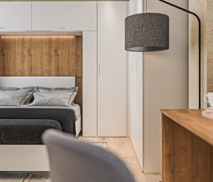 Мальта спальня, кровать 160 см с подъемным механизмом Белый, Дуб Гамильтон