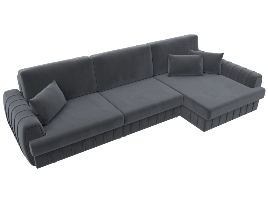 Диваны угловые в гостиную, Диван угловой Лига-057 НПБ Лонг угол правый, велюр SEVEN