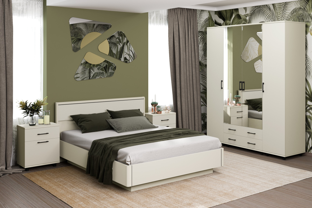 Спальные гарнитуры, Модульная спальня Грейс композиция 6  Серый Кашемир