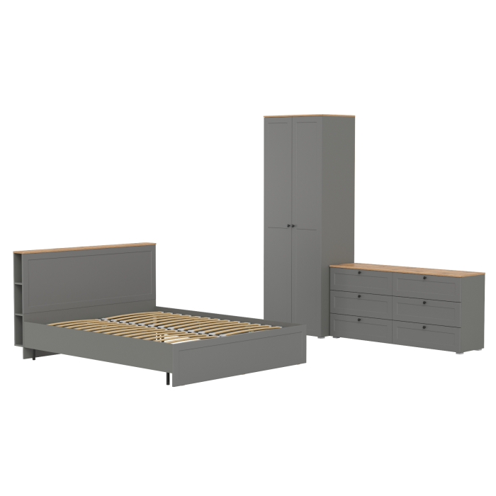 Спальные гарнитуры, Мебель для спальни из шкаф-комода для одежды и белья с кроватью 11.53 ортопедом и комода 16.240