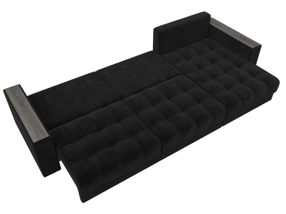 Дизайнерские диваны для гостиной, Диван угловой с декором Лига-049 НПБ Лонг, велюр SEVEN