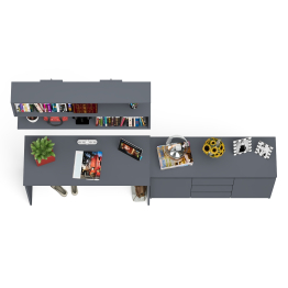 Стол письменный Мори 1200 с открытой полкой и тумбой-комодом