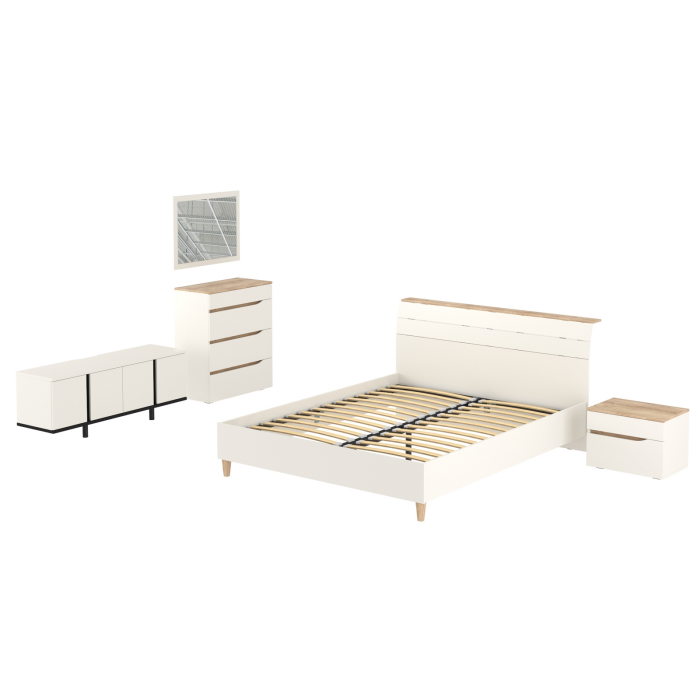 Спальные гарнитуры, Спальный гарнитур белый Муссон с кроватью 1600 и ТВ-тумбой 13.276