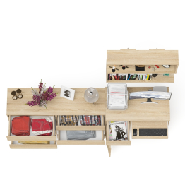 Компьютерный стол МС-1 левый с широким комодом МК1380-6 и полкой Мори 900