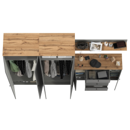 Прихожая Остин из двух платяных шкафов, комода и открытой полки