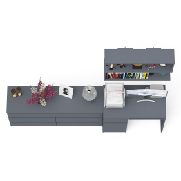 Компьютерный стол МС-1 левый с широким комодом МК1380-6 и полкой Мори 900